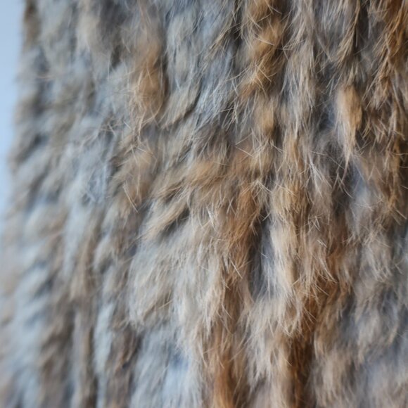 Womens Scoop NYC Brown Hooded Rabbit Fur Vest S - Picture 4 of 9